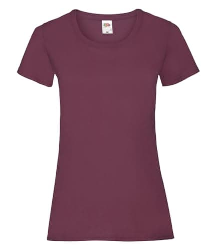 Image of FRUIT OF THE LOOM Women's Valueweight Short Sleeve T Shirt, Burgundy, L UK