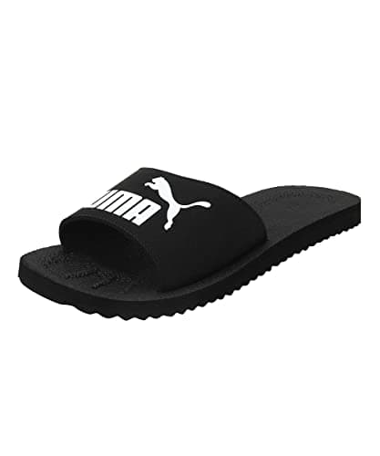 Image of Puma Unisex Adults Purecat Slide Sandals, Black-White, 8 UK