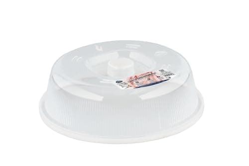 Image of Care+Protect Microwave Plate Cover - Microwave Ventilated Covers - Ideal for Microwave Cooking - Prevent Splashes - BPA Free - Dishwasher Safe - 26.2 x 26.2 x 7.6cm - White
