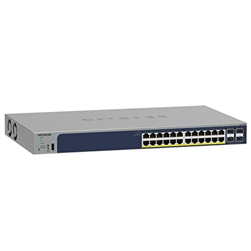 Image of Netgear GS728TPP 28-Port PoE Gigabit Ethernet Smart Switch, Managed, Optional Insight Cloud Management, 24 x PoE+ with 380W, 4 x 1G SFP, Desktop or Rackmount and Limited Lifetime Protection