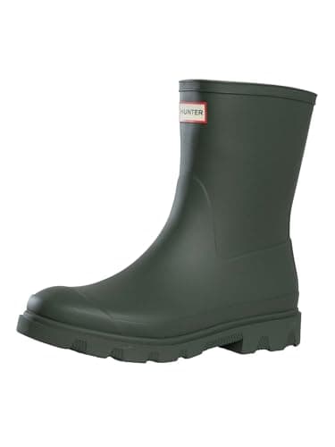 Image of Hunter Men's Downpour Short Wellington Boots, Dark Olive, 11 UK
