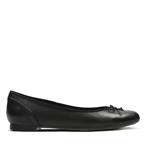 Image of Clarks Women's Couture Bloom Ballet flat, Black Leather, 7.5 UK