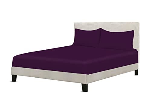 Image of A ATH COLLECTION Egyptian Cotton Fitted Sheet 25 CM Extra Deep Pocket, 200 Thread Count Cotton Soft, Fade & Wrinkle Resistant Fitted Bed Sheets (Single, Plum)