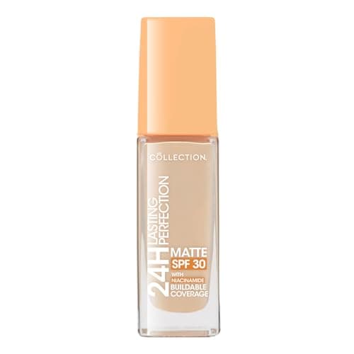 Image of Collection Cosmetics Lasting Perfection Matte Foundation, Full Coverage, Anti-Ageing Effect, 24 Hour Wear, SPF 30, Contains Niacinamide, 27ml, Extra Fair Warm