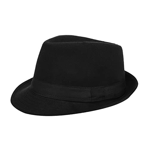 Image of Men's Fedora Trilby Panama Classic Bowler Wool Felt Bush Western Jazz Gentleman's Hat - Short Brim, UV Protection, Warm Autumn Winter for Outdoor Cosplay, 56-58cm Black
