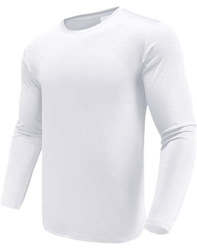 Image of Long Sleeve Tee Shirts for Men, Dry Fit Moisture Wicking Long Sleeve Shirts, Athletic Workout Shirts for Running White-L