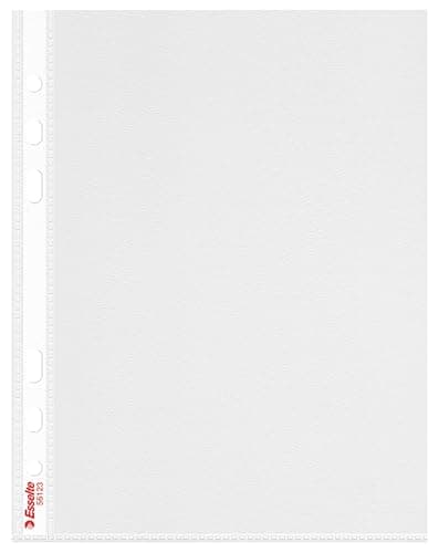 Image of Esselte Quality Punched Pocket, Pack of 100, Holds up to 20 A5 sheets, Transparent, Matte, 85 Micron PP Material, 56123