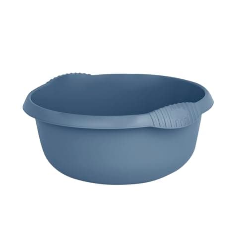 Image of an Amazing 36cm Plastic Round Bowl Washing Up Bowl 10L litres with Stylish Integral Handles Ideal for Easy Kitchen Daily Routine, Sink, Basin Wash and Many More Use (Navy Blue)