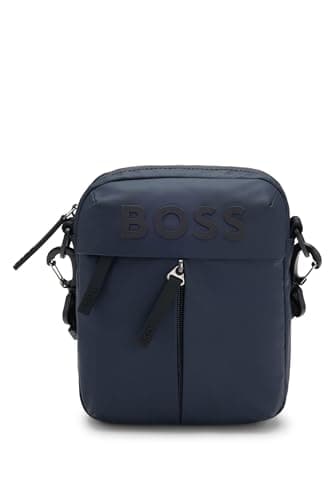 Image of BOSS Mens Stormy NS Tonal-logo reporter bag in faux leather Size One Size