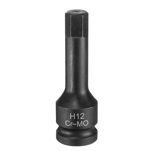 Image of Sourcing Map 12mm Hex Impact Bit Socket H12 1/2" CR-MO Steel Phosphate Black Drive Adapter for Auto Mechanics Work Repair Maintain