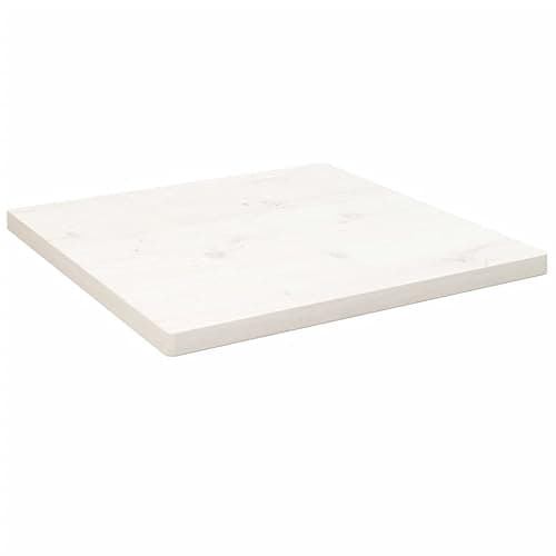 Image of vidaXL Solid Pine Wood Table Top White 60x60x2.5 cm, Square, Ideal for Commercial and Home Use, Comes with Treated Surface and Rounded Corners
