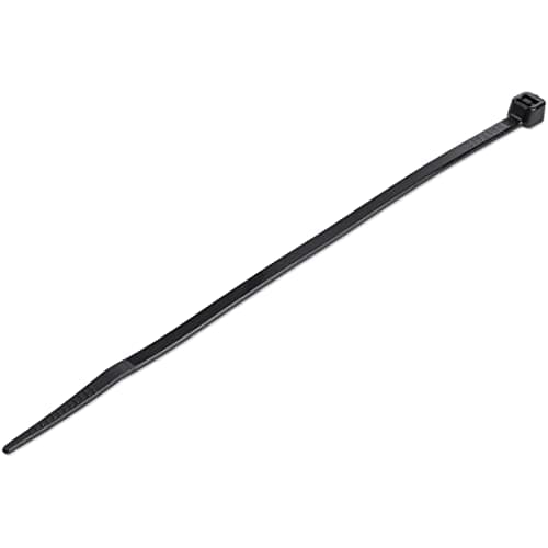 Image of StarTech 1000-Pack 6"(15cm) Cable Ties - 1/8"(3.6mm) Wide, 1-3/8"(39mm) Bundle Diameter, 40lb(18kg) Tensile Strength, Nylon Self Locking Zip Ties with Curved Tip, UL Listed, Black - TAA
