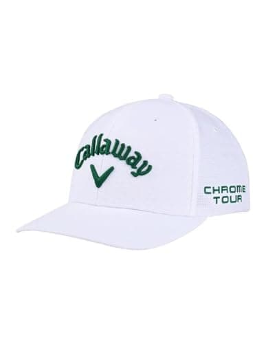 Image of Callaway Golf New Tour Performance Pro 26 Men's Standard Golf Cap One Size, White/Green, One Size
