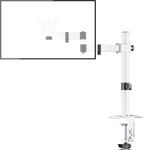 Image of Bracwiser Single Monitor Arm Desk Mount, Max Load 10kg for 13-32 inch LCD LED Screens, Adjustable Single Desk Monitor Mount with Tilt Swivel Rotation, 2 Mouting Options, Vesa 75x75/100x100mm White