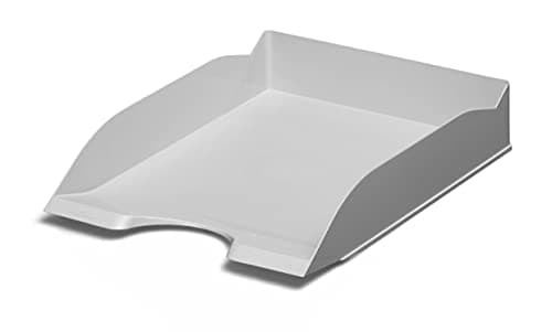 Image of Durable Eco-Friendly Stackable Office Letter Trays - Recycled Plastic & Blue Angel Certified - Filing Trey Desk Organiser for A4 Paper - Grey - Pack of 6