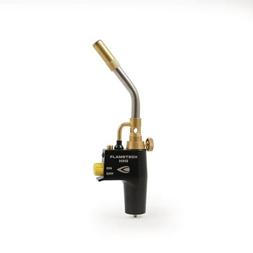 Image of Hand Blow Torch Self-Ignite - Hinton Flametech HH3 (Cast Body, Turbo Nozzle) | Builders & Plumbing Torch | MAPP & Propane Gas Compatible | 100% Flashback Tested | 3-Year Warranty | One-Handed Use