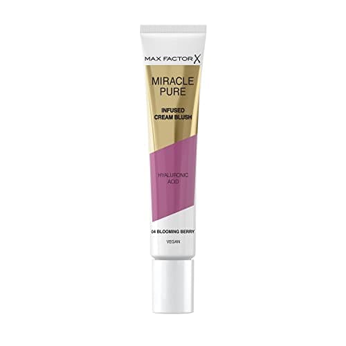 Image of Max Factor Miracle Pure Cream Blush 04 Blooming Berry, Moisturising, Plumps & Hydrates, Buildable Glow, Infused with Hyaluronic Acid & Squalene, Fresh & Healthy Looking Skin, 100% Vegan