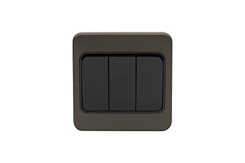 Image of Schneider Electric Lisse Screwless Deco - 3 Gang Wide Rocker 2 Way Light Switch, 10AX, GGBL1032WBMB, Mocha Bronze with Black Insert