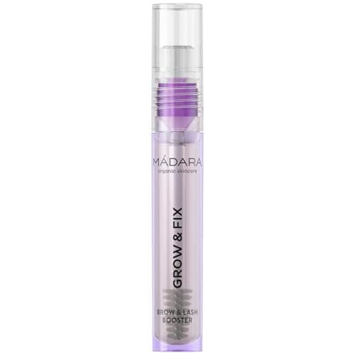 Image of MÁDARA Grow and Fix Brow and Lash Booster 4.25 ml, Clear Eyebrow Gel and Eyelash Serum, Lash Conditioner for Fuller-Looking Lashes, Natural Peptides and Caffeine, ECOCERT Certified