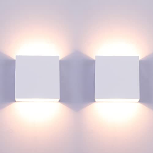 Image of Glighone 2Pcs LED Wall Lights Indoor Up Down Wall Lamp Wall Wash Light Wall Sconce Modern 6W Aluminum Lighting for Living Room, Bedroom, Hallway Dining Room Stairs, Warm White