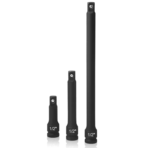 Image of Hakkin Impact Socket Extension Bar Set 1/2” Drive Extensions Socket Tool Extender for Manual Pneumatic Torque Wrench, Electric Wrench, Ratchet Wrench 75mm 125mm 250mm