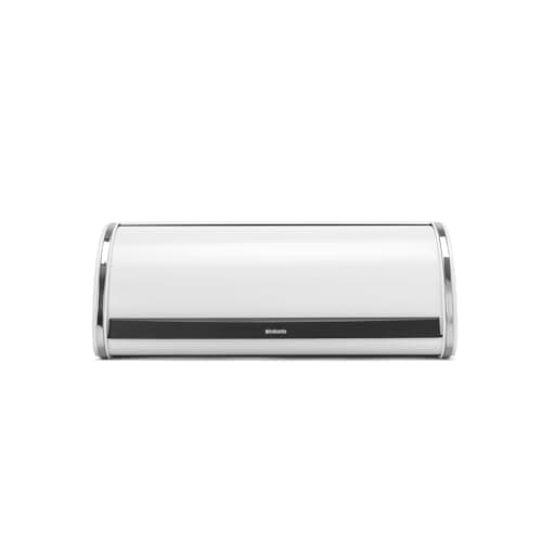Image of Brabantia Roll Top Bread Bin – Large Countertop Storage Box for Bread, Bagels, Rolls – Space-Efficient Kitchen Design with Flat Top, Durable Metal – White