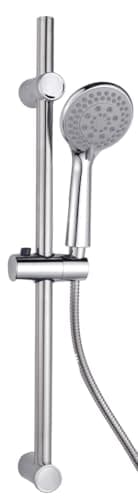 Image of Croydex Amalfi Chrome Shower Head and Hose Set with Riser Rail - Shower Handset with 5 Spray Patterns, 1.5m Shower Hose & 665mm Riser Rail, Rub Clean Nozzles, Ideal for All Shower Types