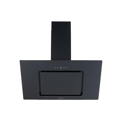 Image of Cookology VER805BK/A++ 80cm Black Angled Glass Chimney Cooker Hood | Touch Controls