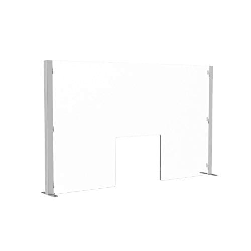 Image of Displaypro Protection Screen Sneeze Guard Clear Plastic Desktop Divider with Hatch (W 1250 x H 750mm)