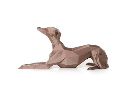 Image of Whippet Gift – 3D Printed Laid Down Whippet/Greyhound Figurine – Geometric Dog Ornament – Lightweight Decorative Sculpture (Brown)