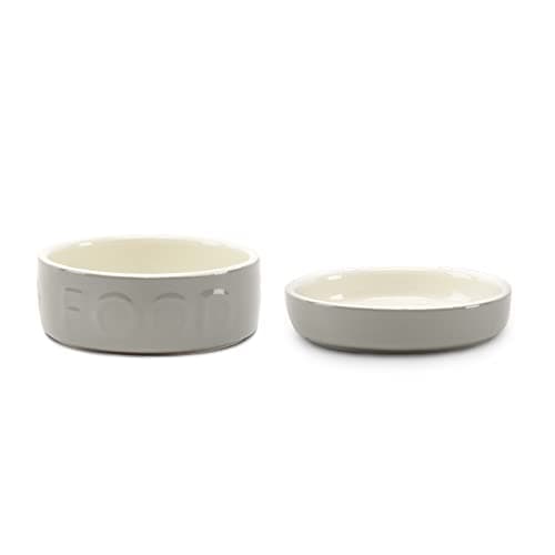 Image of Scruffs Classic 2 Piece Cat Food & Saucer Set - Grey
