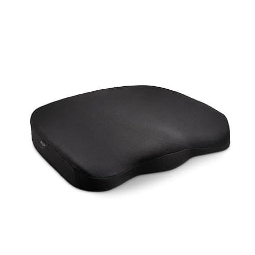 Image of Kensington K55805WW Ergo Memory Foam Seat Cushion, Black - Lower Back Support, Improves Posture, aids siatica, Anti-Slip Backing,410x470x72