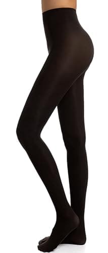 Image of DTWAWA Womens 40 Denier Opaque Control Top Tights, High Waist Pantyhose - Black