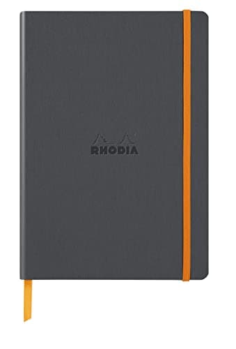 Image of RHODIA 117479C - Titanium Soft Notebook - A5 - Dotted Dot - 160 pages - Ivory Clairefontaine Paper 90 g/m - Bookmark, Elastic Closure - Faux Leather Cover - Rhodiarama Collection