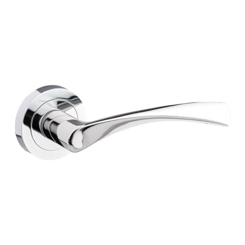 Image of Designer Levers - Marvel Lever on Rose Door Handle - Contemporary Design- Polished Chrome - 1 Pair - Fixings Included - Interior Use