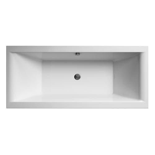 Image of Balterley 1700 x 700mm Square Shower Bath with Legs, Straight Double Ended Gloss White Soaking Shower Bath, Acrylic Baths for Bathrooms, Straight Square, Adjustable Leg Set, Soaking Bathtub (White)