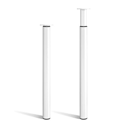 Image of CROWNSHOP 2PCS Table Legs, Adjustable Metal Breakfast Bar Leg, 71-110 cm Height, 60 mm Diameter, Folding Design for Kitchen Worktop, Dining Table (White, 2PCS)