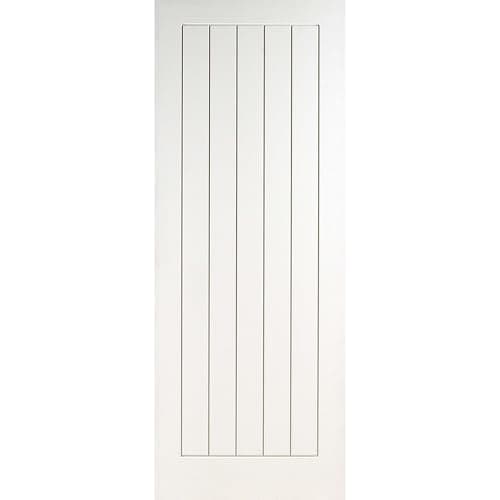 Image of White Grained Cottage Internal Door – Moulded 5 Panel Textured Primed Interior Door, Reversible and Trimmable Design (1981 x 686mm)