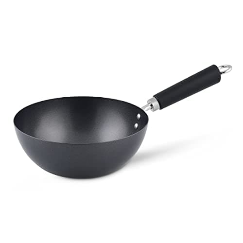 Image of Ken Hom Carbon Steel Mini Wok, 20cm, Excellence, Induction Hobs Suitable/Metal Tool Safe/Phenolic Handle, Includes 1 x Chinese Wok Pan, KH420001