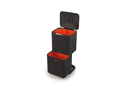 Image of Joseph Joseph Totem Max 60 Litre Waste Separation and Recycling Kitchen Bin with Odour filter and removable food waste caddy, Carbon Black