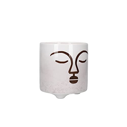 Image of KitchenCraft Face Planter, Indoor Plant Pot for Herbs, Cactus, Succulents or Small House Plant, Dolomite, Brown, 1 x 1 x 11cm