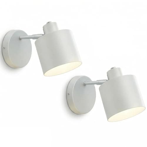 Image of Glowlit White Wall Lights for Bedroom Set of 2, Modern Wall Sconce Lighting for Living Room, Hallway, Stair (Bulb Not Included)
