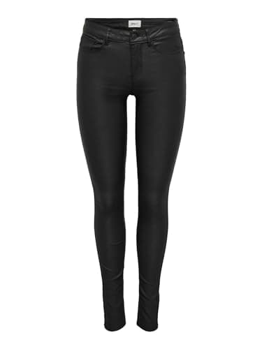 Image of ONLY Women's Onlanne K Mid Waist Coated Jeans Noos Skinny Jeans, Black (Black Black), W29/L30 (Manufacturer size: Medium)