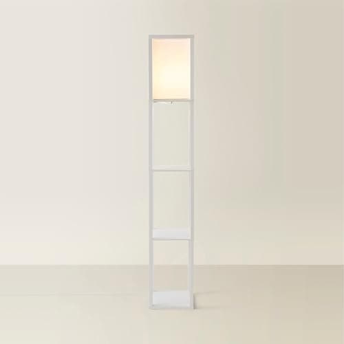 Image of MiniSun | White Wooden Floor Lamp with Shelves | Floor Lamps & Torchieres, Home Décor & Improvement Essential | Includes 10W GLS Bulb [3000K Warm White]