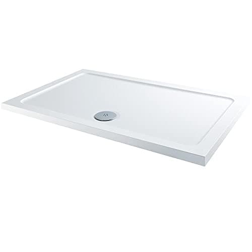 Image of Milano Lithic White Textured Anti Slip Rectangular Shower Tray - 1100mm x 760mm