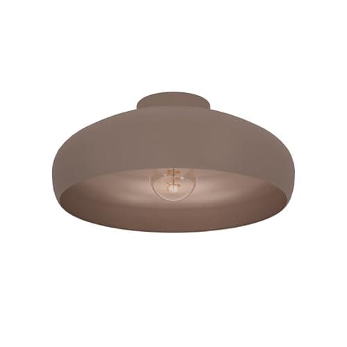 Image of Eglo Ceiling Light Fitting Mogano, Round Flush Mount Ceiling lamp Made of Steel in Mocha Colour, Living Room, Kitchen, Hallway Lighting in Vintage and Scandinavian Design, E27 Socket