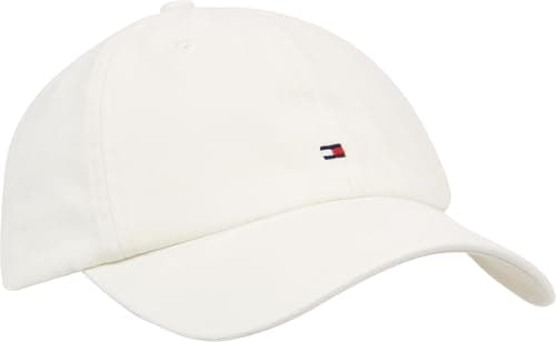 Image of Tommy Hilfiger Men's Cotton 85 Logo Adjustable Baseball Cap, Ancient White, One Size
