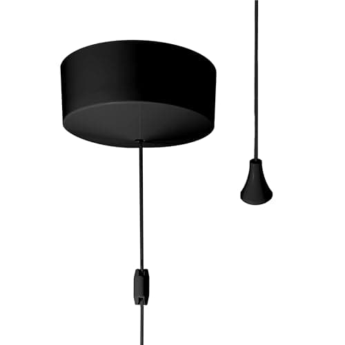 Image of Evoges 6AX 2-Way Ceiling Pull Cord Switch | Raised Rounded Plastic | No Indicator | Screw Terminals | Bathroom Light, Utility Room, Wet Room, Bedrooms, (Black)
