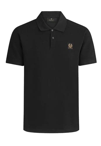 Image of Belstaff Mens Cotton Pique Chest Patch Polo Shirt XXL Black