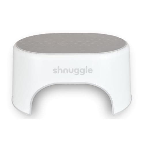 Image of Shnuggle Sturdy Step Stool | Helps Toddlers in the Bathroom | Non-Slip Toilet Step in White and Grey for Kids | Multiuse Step for Toddler Potty Training